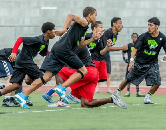 San Diego Fellowship of Christian Athletes players running a drill